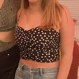 H&M Black and White Ruched Camisole